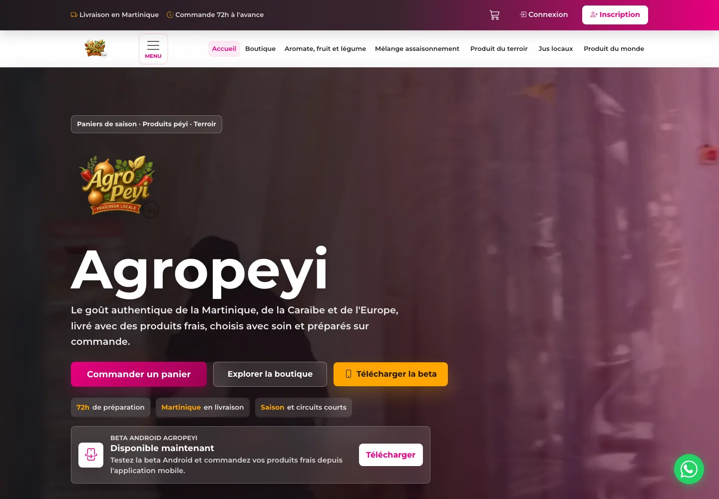 Capture d'écran du site AgroPeyi