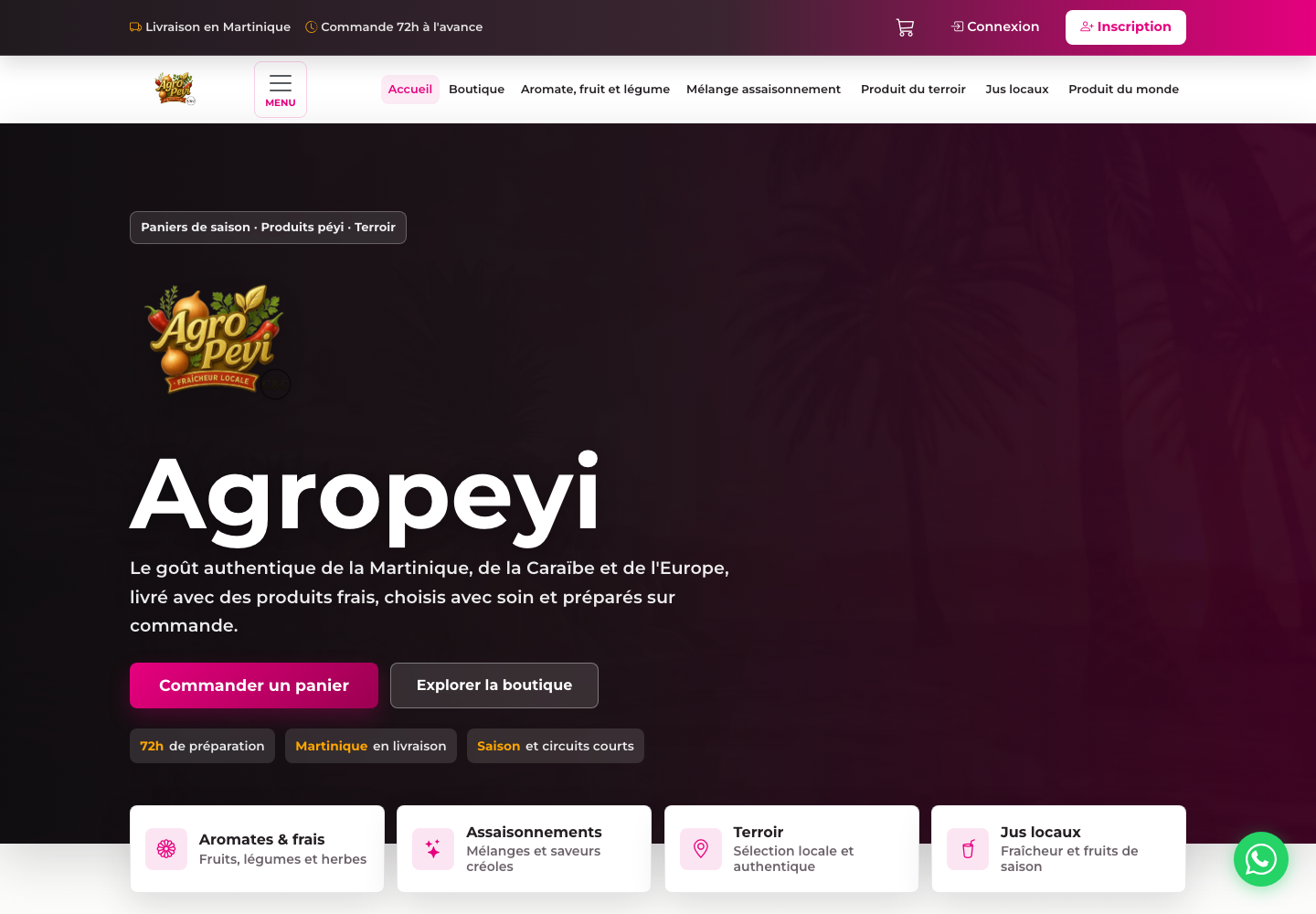 Capture d'écran du site AgroPeyi